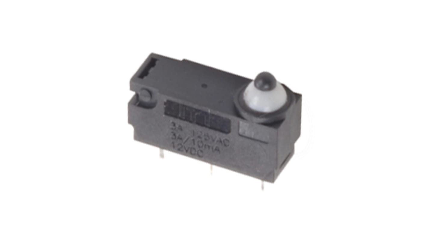 C & K Simulated Roller Lever Snap Action Micro Switch, Through Hole Terminal, 3 A @ 12 V dc, 3 A @ 125 V ac, SP-CO, IP67