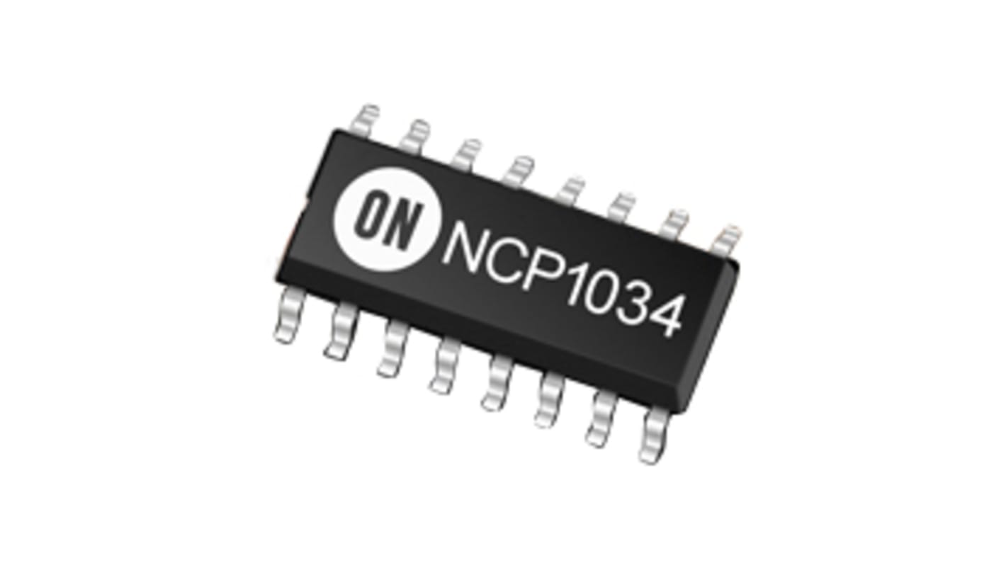 Controlador de tensión NCP1034DR2G, Controlador de tensión conmutado 1 canales, SOIC, 16 pines, 2A