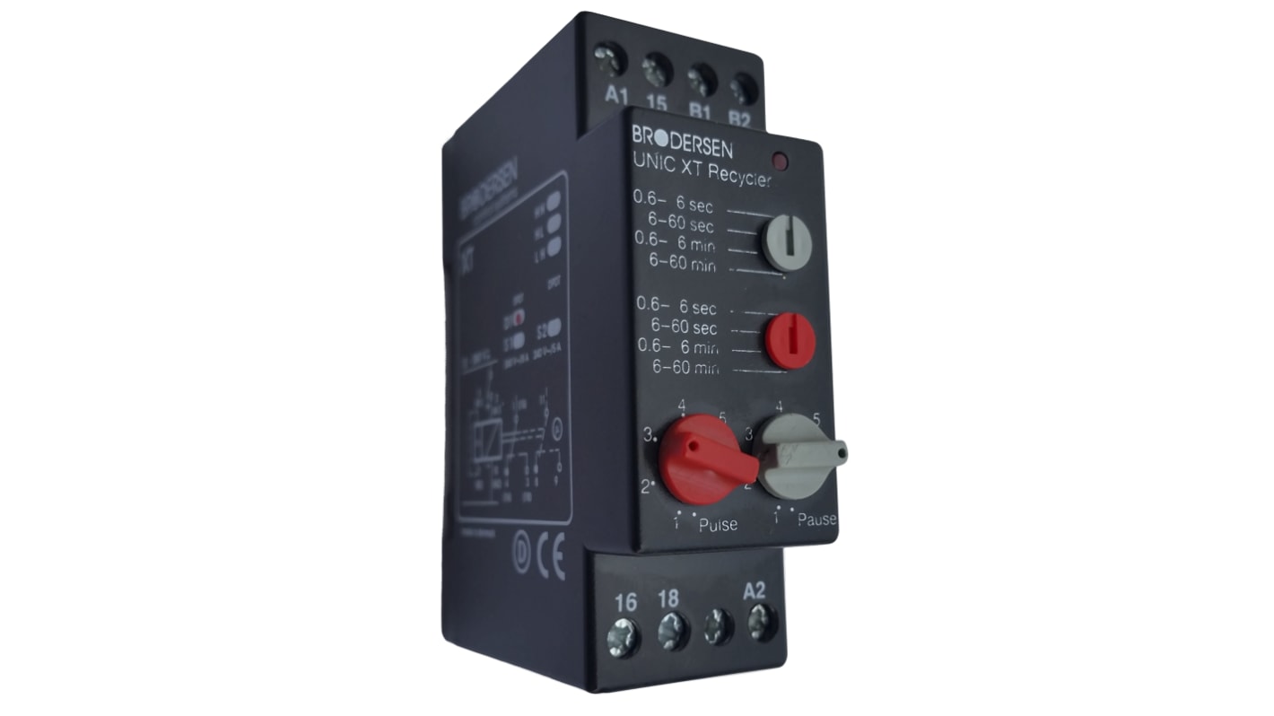 RS PRO DIN Rail Mount Time Delay Relay, 10.5 → 265V ac/dc, 1-Contact, 0.6 s → 60min