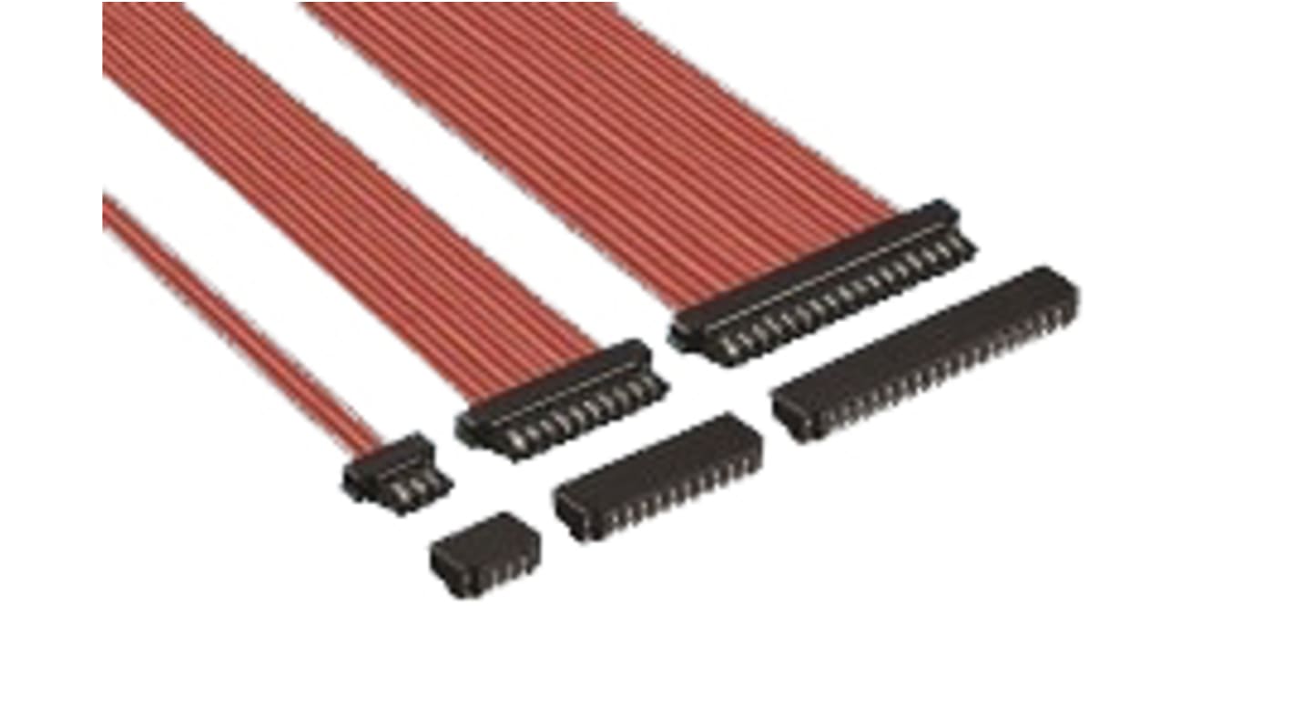Conector FPC hembra a 90° Hirose serie DF52 de 14 vías, paso 0.8mm, 1 fila, SMT, montaje en PCB