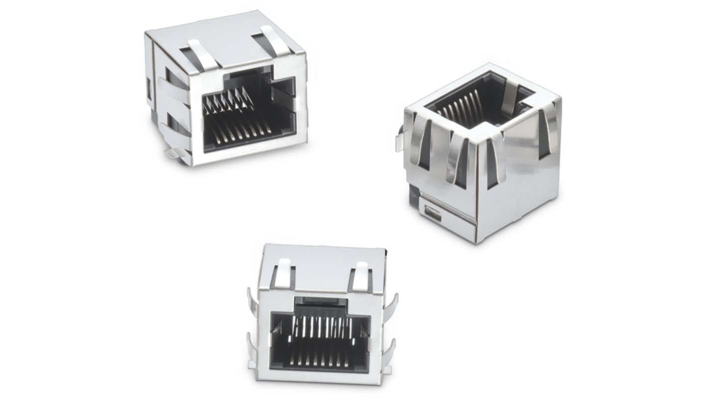 Wurth Elektronik WR-MJ Series Female RJ45 Connector, Surface Mount, Nickel Plated Brass Shield