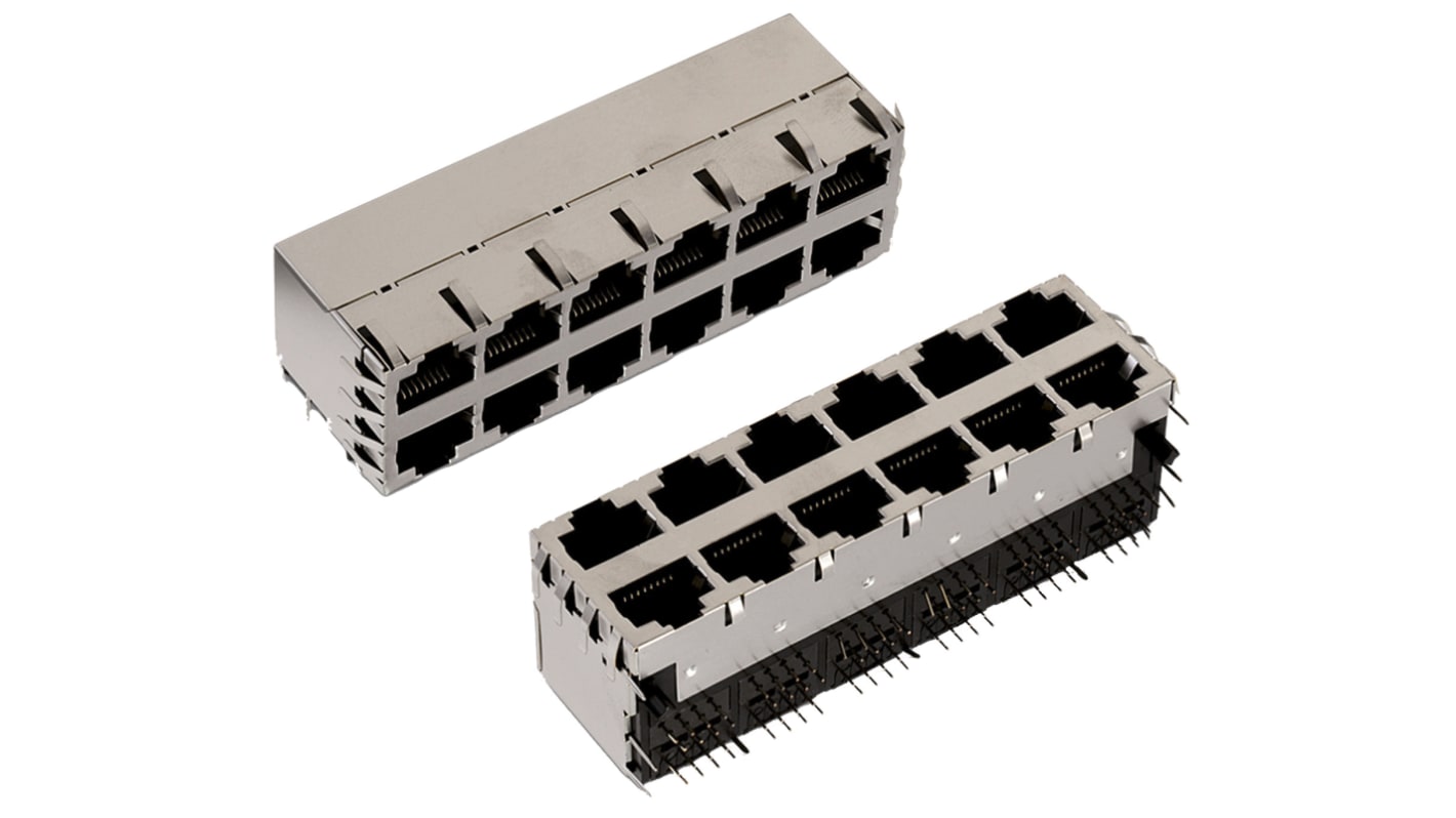 Conector RJ45 Hembra Wurth Elektronik serie WR-MJ, de 8 vías, apantallamiento Bronce chapado en níquel