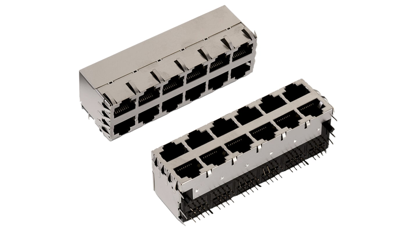 Conector RJ45 Hembra Wurth Elektronik serie WR-MJ, de 8 vías, apantallamiento Bronce chapado en níquel