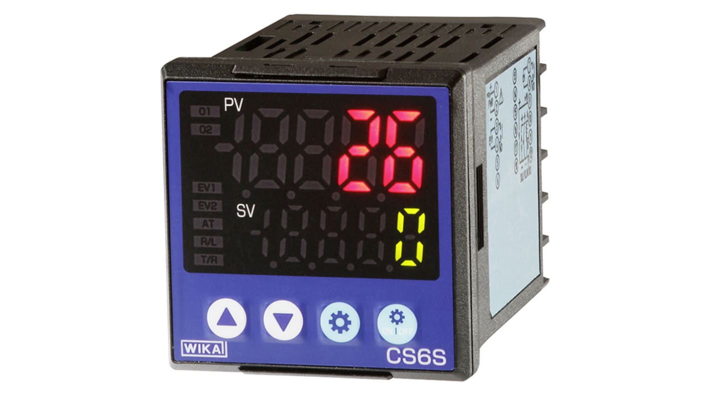 Controlador de temperatura PID WIKA, 48 x 48mm, 24 V ac/dc, 100 → 240 V ac JPT100, PT100, Termopar Relé