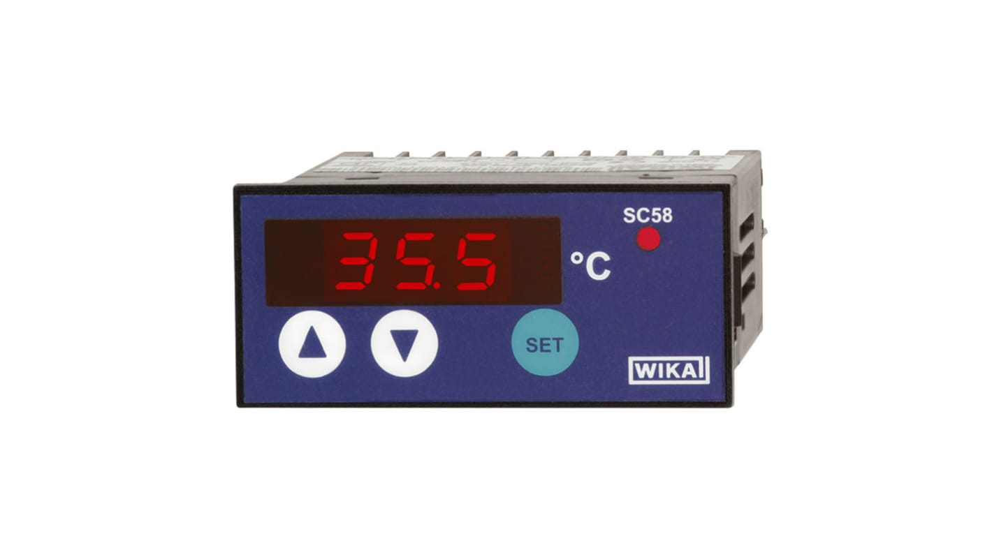 Regulator temperatury PID panelowy WIKA Uz: 230 V AC wyjście Przekaźnik wejście PT100, PT1000, PTC 62 x 28mm -50