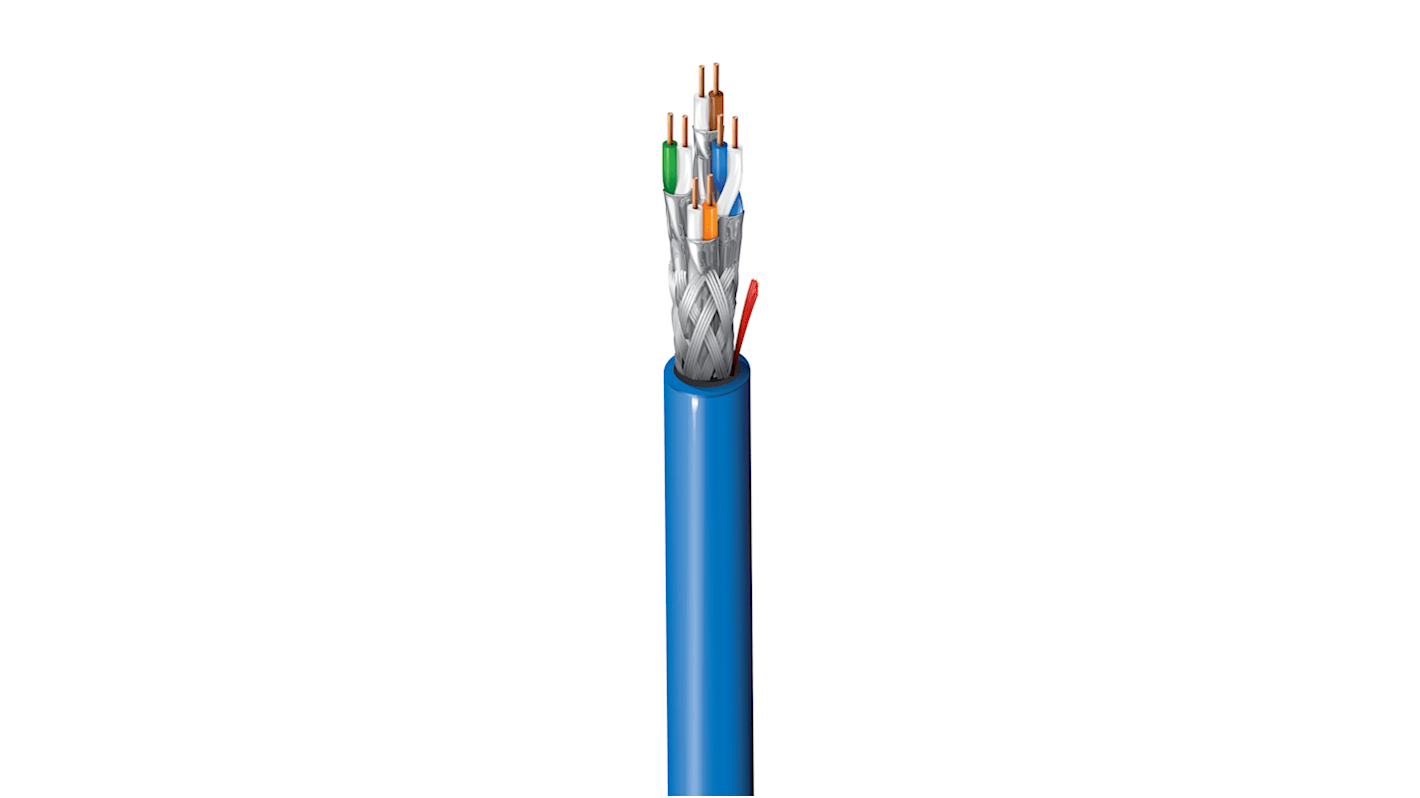 Cable Ethernet Cat7a S/FTP Belden de color Gris, long. 500m, funda de LSZH, Libre de halógenos y bajo nivel de humo