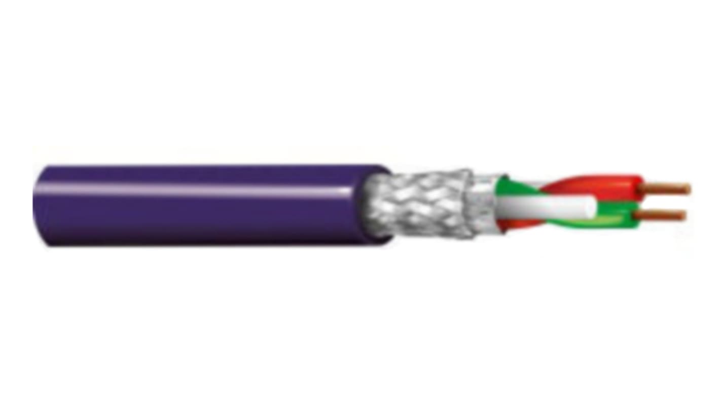 Belden Data Cable, 1 Pairs, 0.34 mm², 2 Cores, 22 AWG, Screened, 500m, Purple Sheath