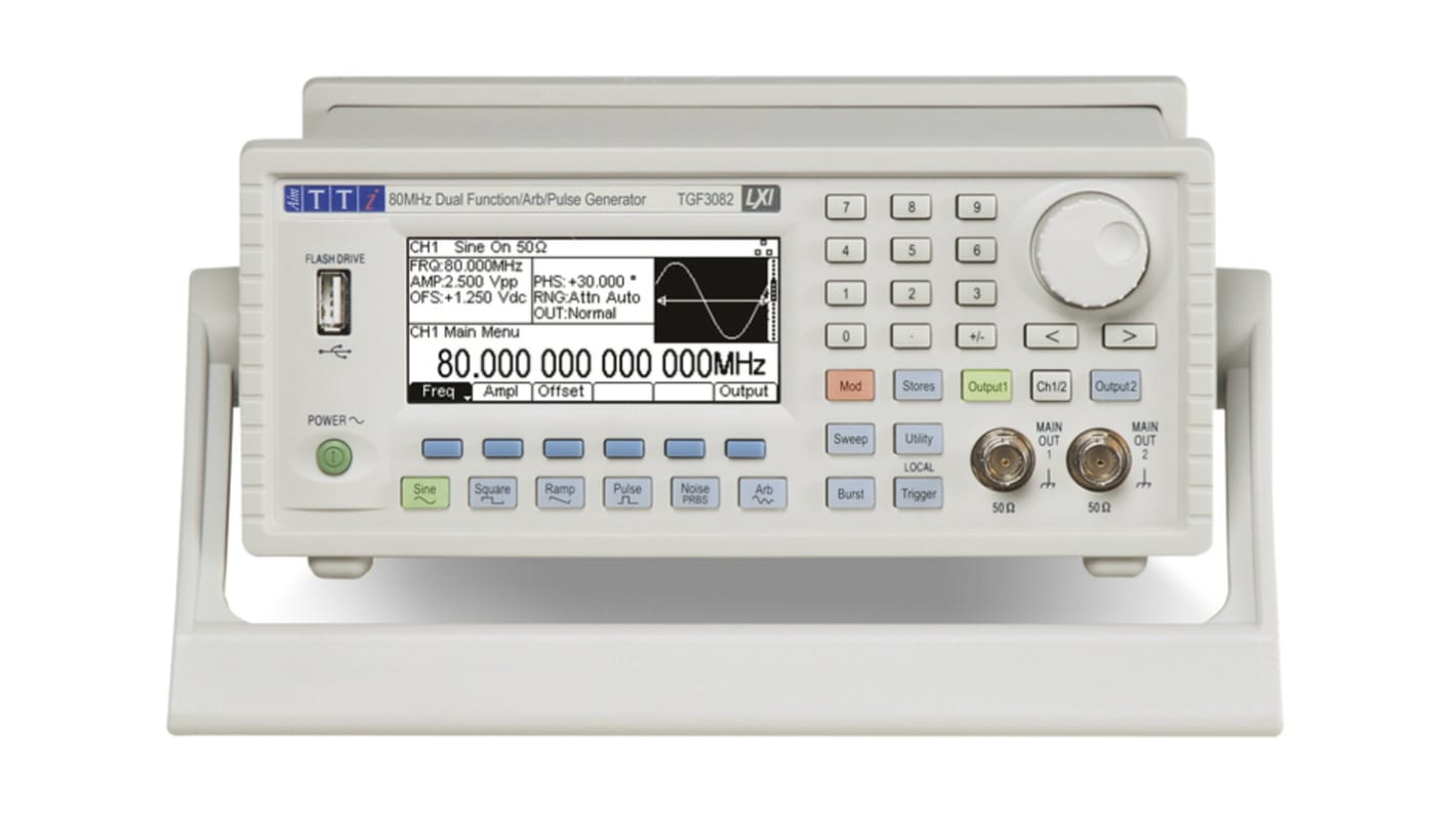 Generador de funciones Aim-TTi TGF3000, calibrado RS, onda sinusoidal de 1μHz → 80MHZ