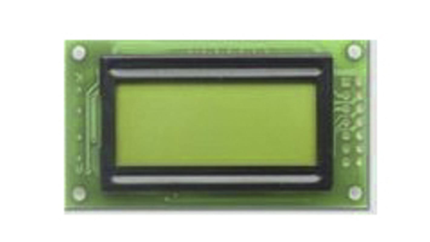 Fordata FC0802B00-RNNYBW-66SE FC LCD LCD Graphic Display, Green, Yellow on, 2 Rows by 8 Characters, Reflective