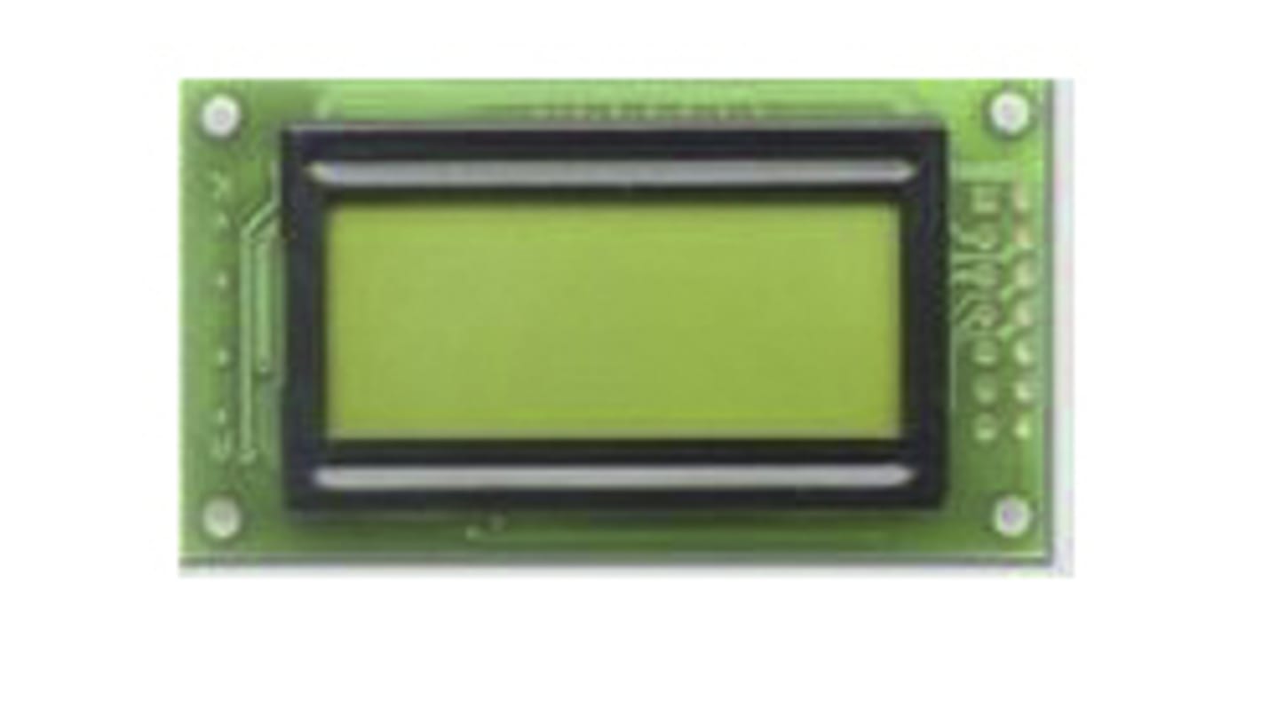 Fordata FC0802B00-RNNYBW-66SE FC LCD LCD Graphic Display, Green, Yellow on, 2 Rows by 8 Characters, Reflective