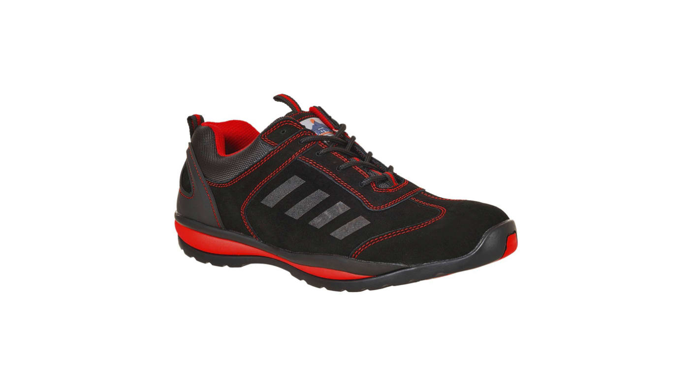 RS PRO Men's Black/Red Toe Capped Safety Trainers, UK 6, EU 39