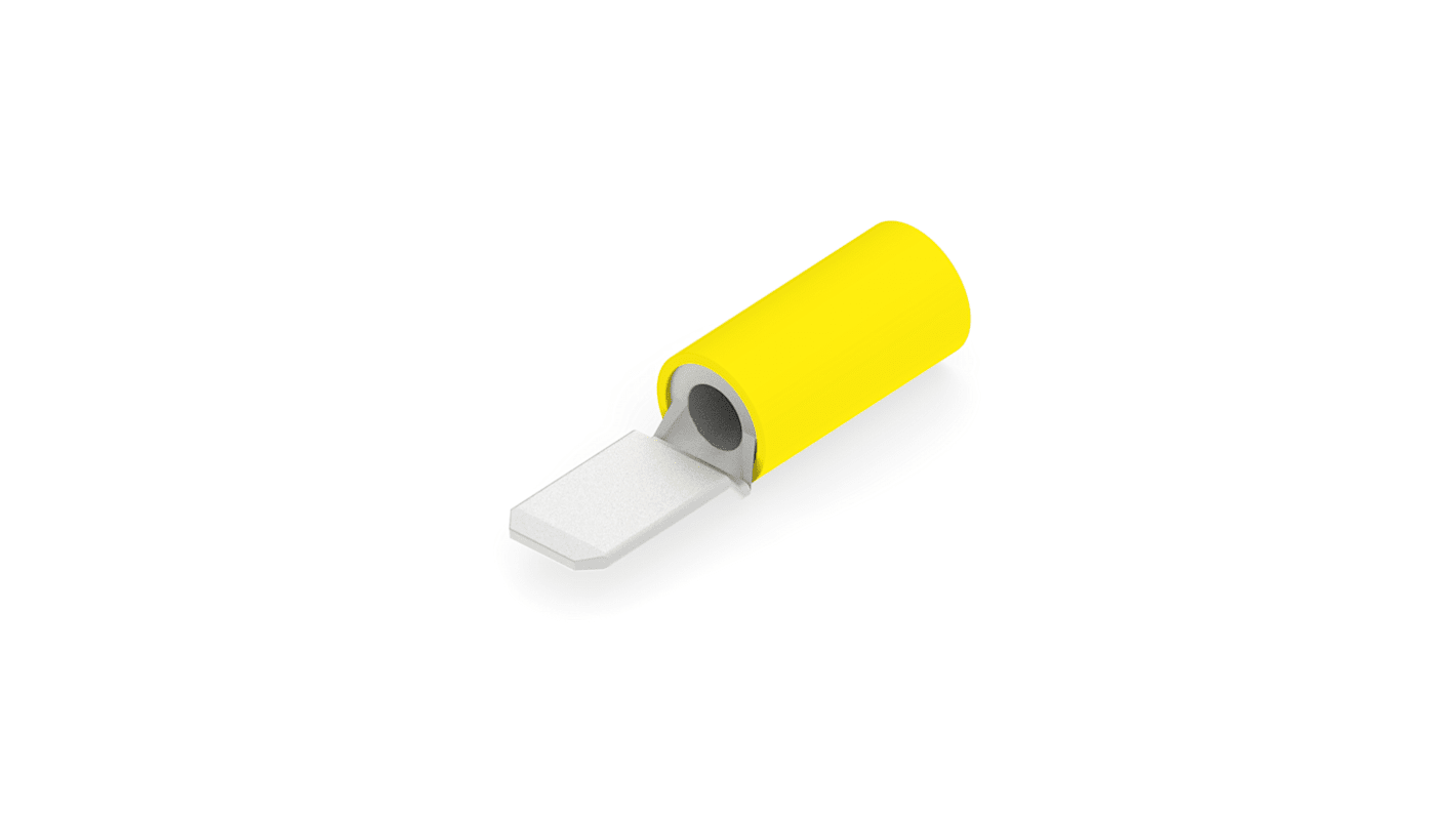 TE Connectivity PIDG FASTON .250 Yellow Insulated Male Spade Connector, Tab, 6.35 x 0.81mm Tab Size, 4mm² to 6mm²