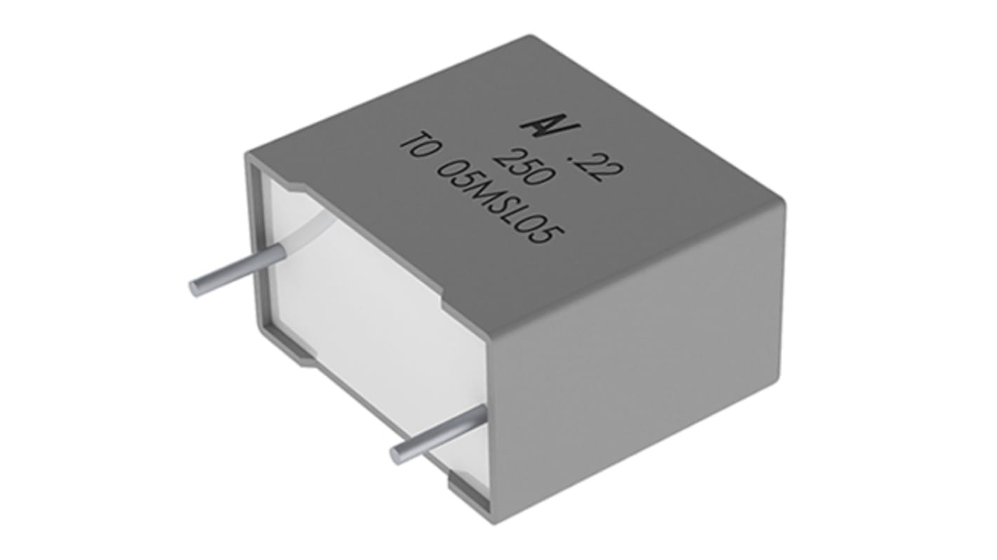 KEMET R60 Polyester Capacitor PET, 200 V ac, 400 V dc, ±10%, 2.2μF, Through Hole