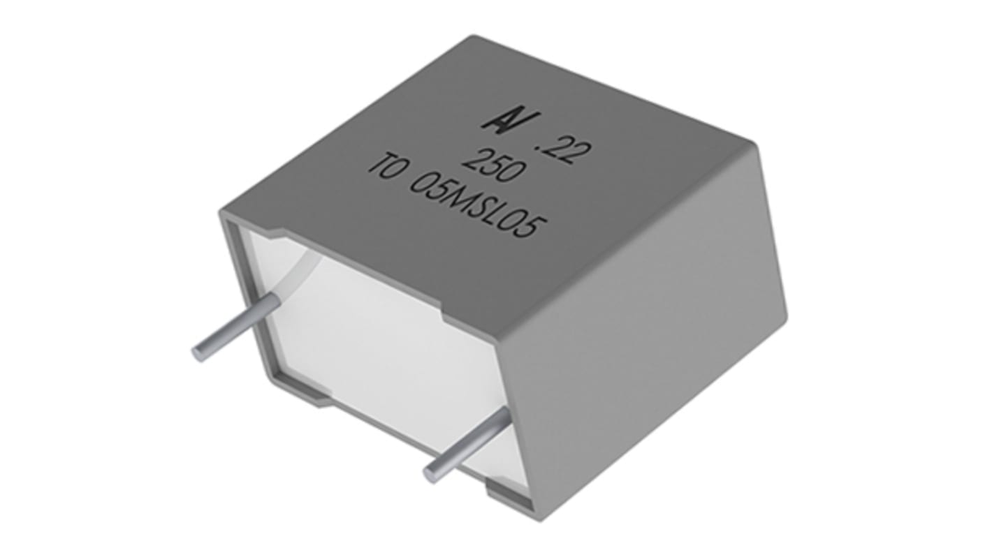 Condensador de película KEMET AEC-Q200, 220nF, ±10%, 160 V ac, 250 V dc, Montaje en orificio pasante