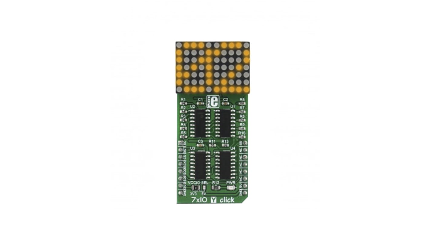 MikroElektronika MIKROE-2790, 7 x 10 Y Click LED Matrix Display Development Board With 74HC595