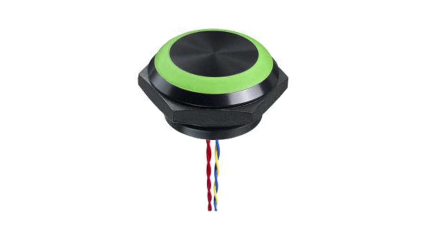 APEM Illuminated Piezo Switch, Momentary, 1NO, IP68, IP69K, Flying Lead, 1 A, -40 → +75°C Natural