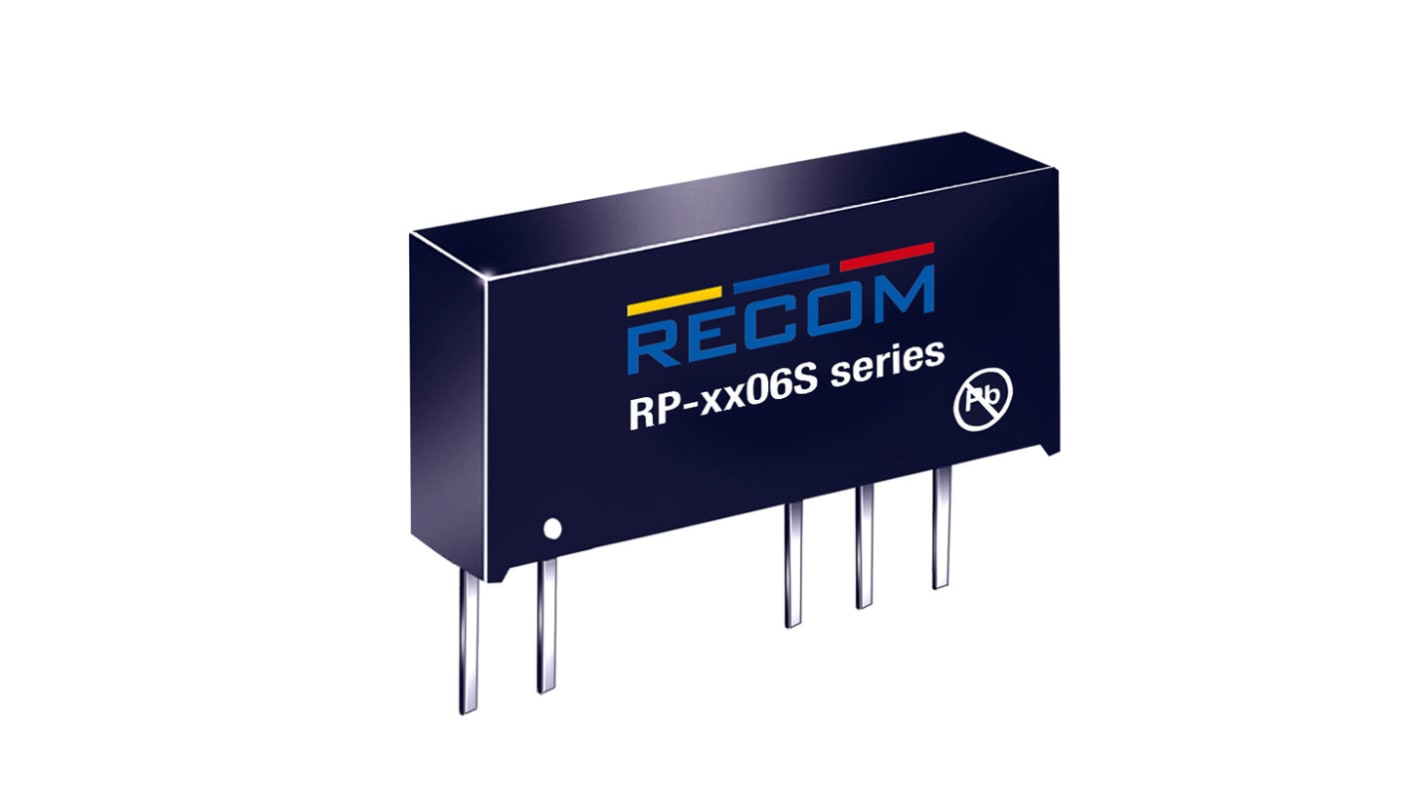 Recom RP DC/DC-Wandler 1W 5 V dc IN, 6V dc OUT / 167mA Durchsteckmontage 5.2kV dc isoliert