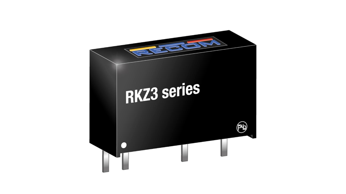 Recom DC-DCコンバータ Vout：12V dc 21.6 → 26.4 V dc, 3W, RKZ3-2412S