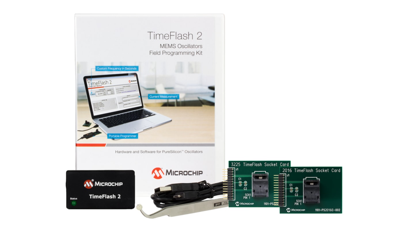 Microchip DSC-TIMEFLASH2-KIT2 Evaluation Kit, Oszillator, Microchip MEMS-Oszillator, Programmiergerät, Time Flash2