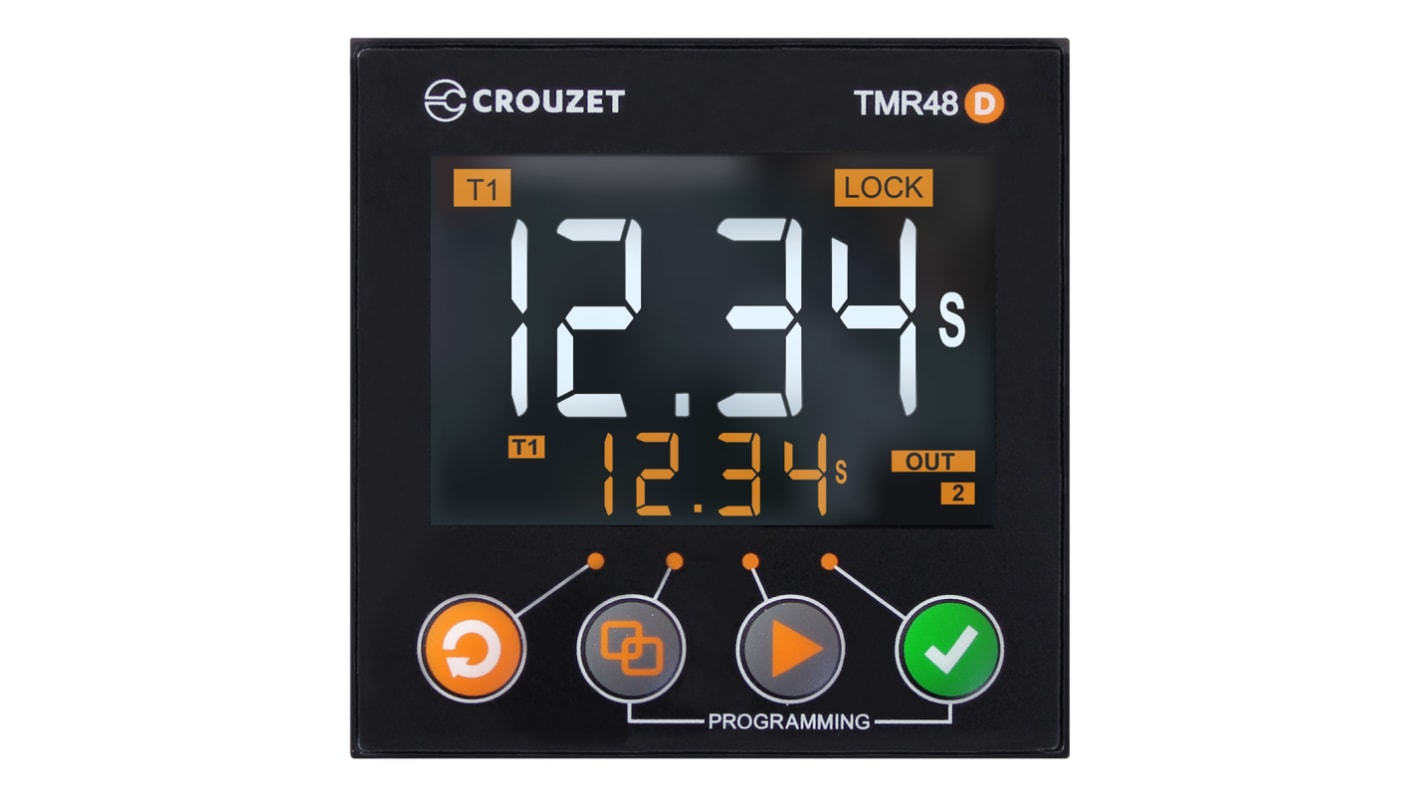 Timer Relay Crouzet, intervallo 0.001 → 9.999 s, 0.01 → 99.99 s, 0.1 → 999.9 s, 0.1 → 999.9