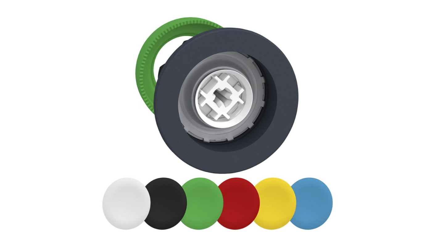 Cabezal de pulsador Schneider Electric serie Harmony ZB5, Ø 30mm, de color Negro, Azul, Verde, Rojo, Blanco, Amarillo,
