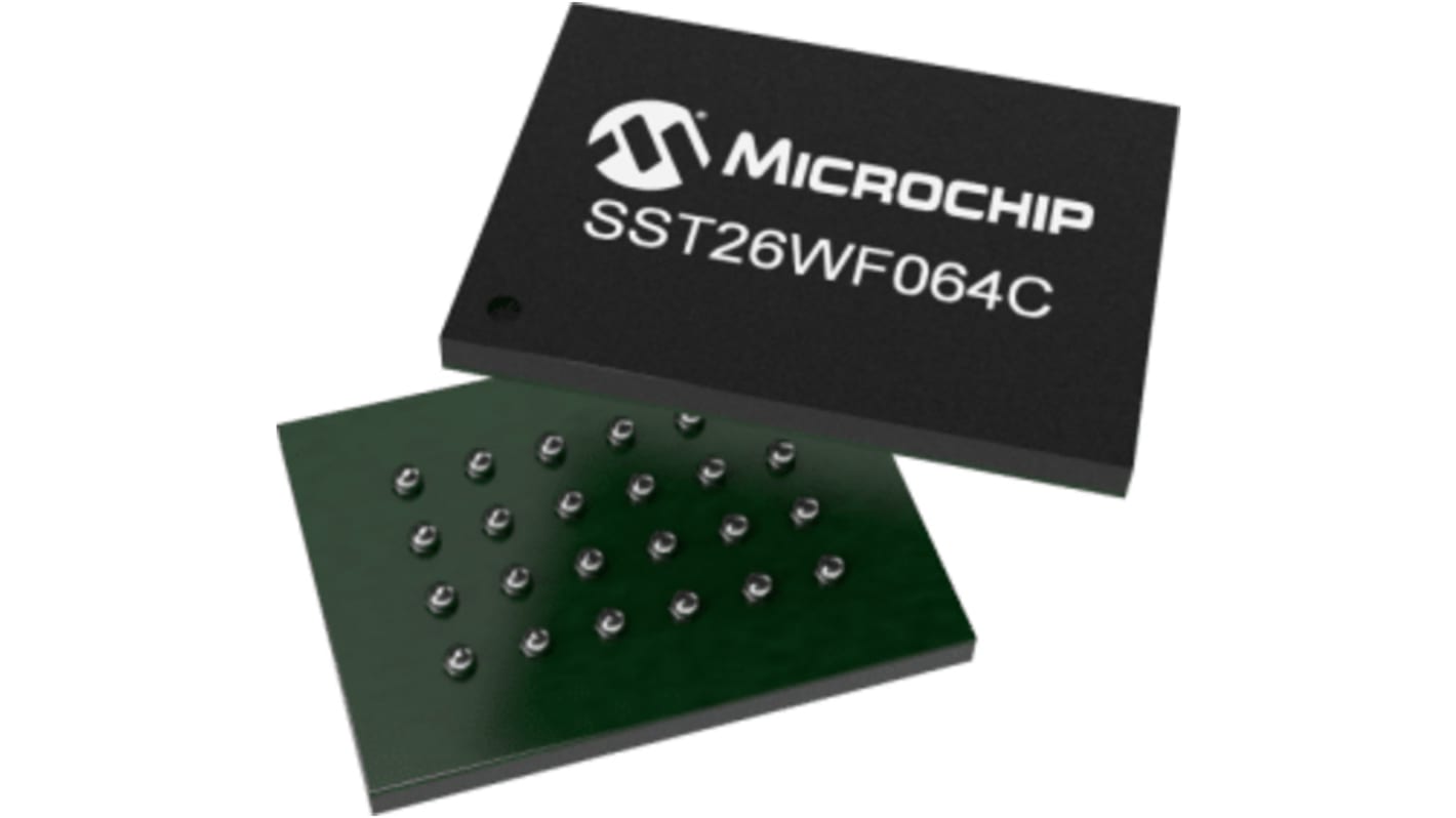 マイクロチップ,  フラッシュメモリ 64Mbit シリアル-SPI, 8-Pin, SST26WF064C-104I/MF