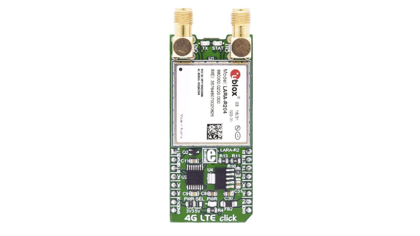 Komunikační a bezdrátový vývojový nástroj, pro GPIO, GSM, UART, 4G LTE-NA Click, MikroElektronika