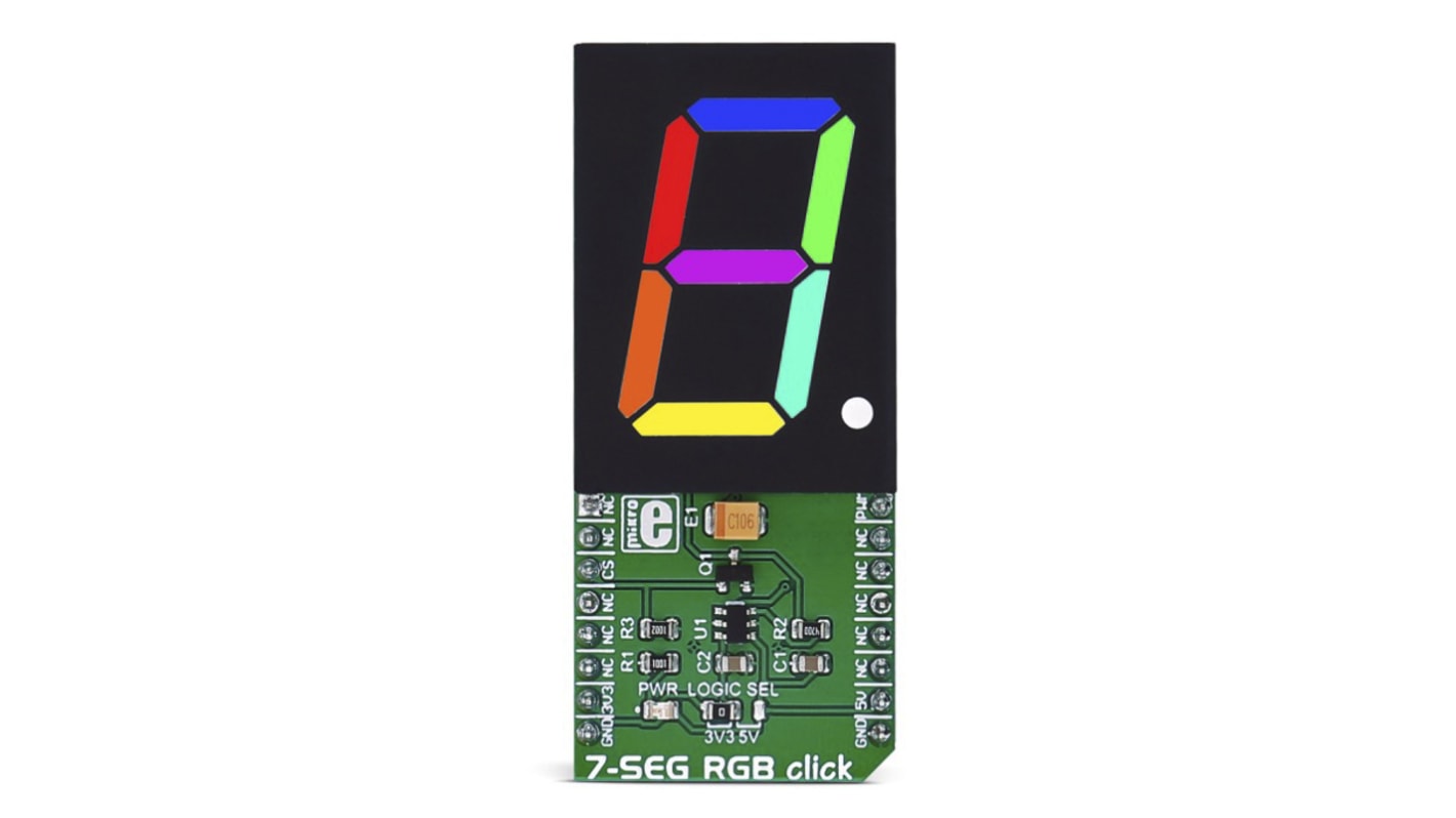 MikroElektronika MIKROE-2734, 7-SEG RGB Click 7 Segment Display mikroBus Click Board