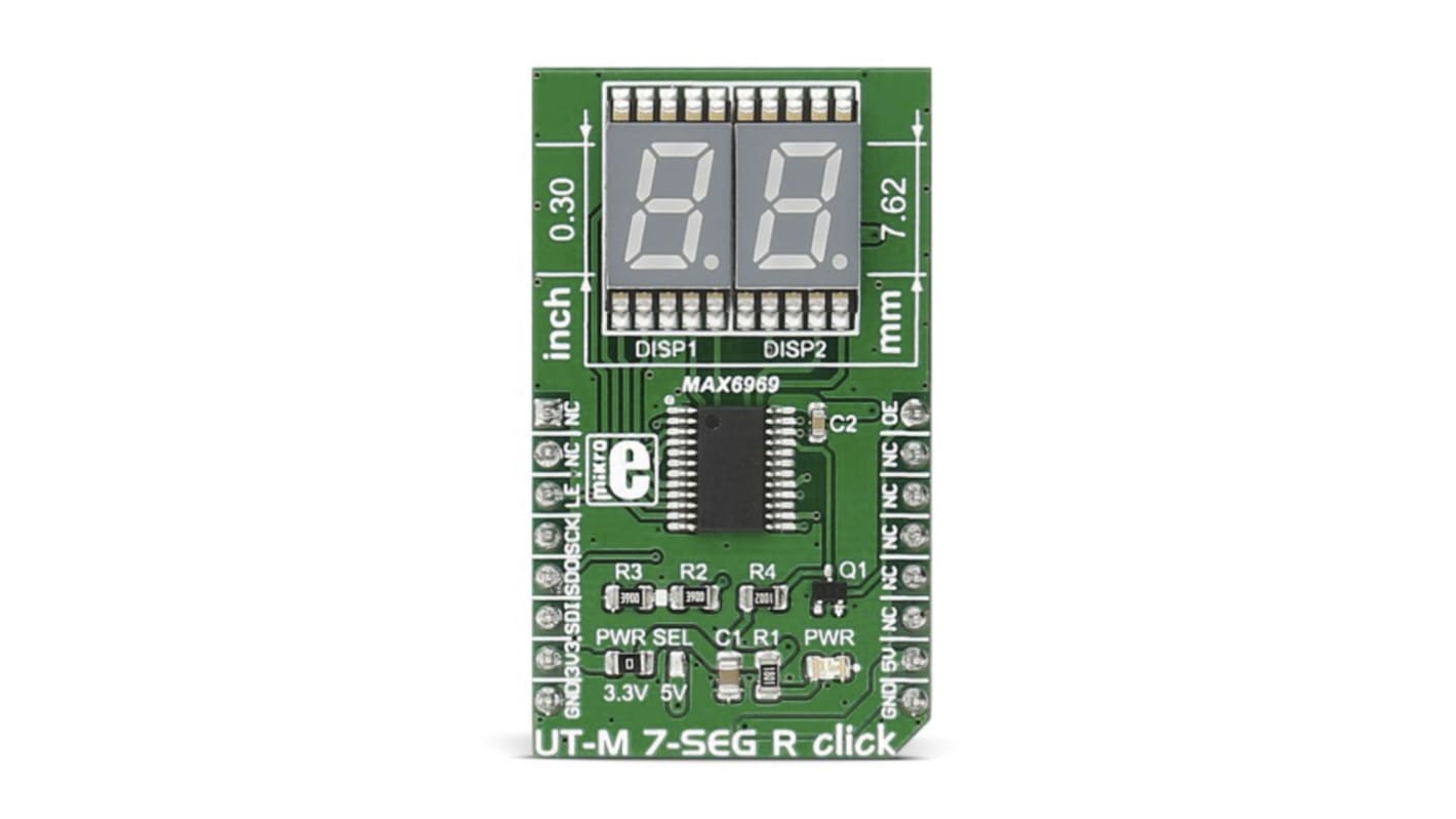 Placa Click mikroBus 7 segmentos de Double MikroElektronika UT-M 7-SEG R Click - MIKROE-2746