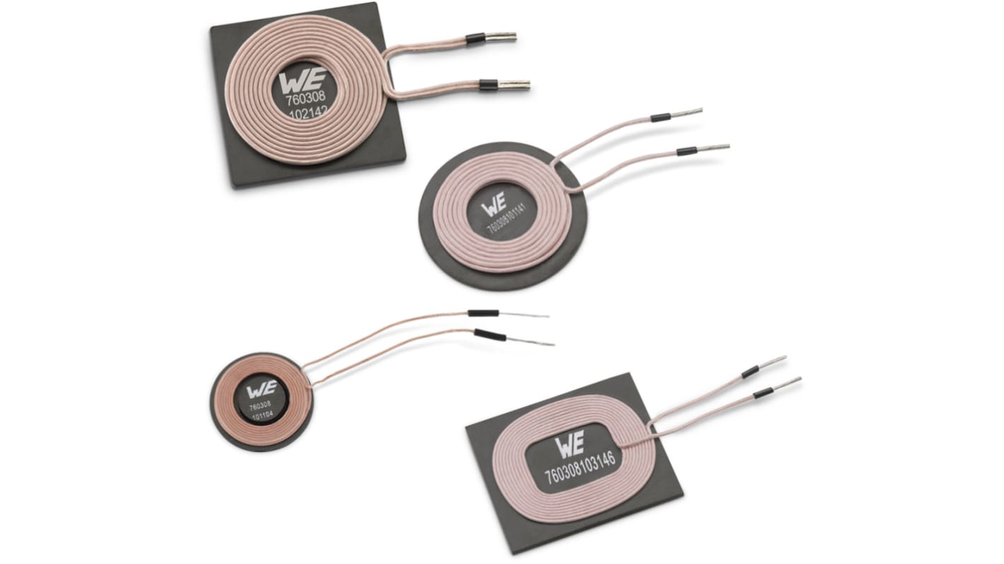 Bobina de carga inalámbrica Wurth Elektronik, Radial, Núcleo de ferrita, 18A, 12mΩ, Factor Q 100 Transmisor