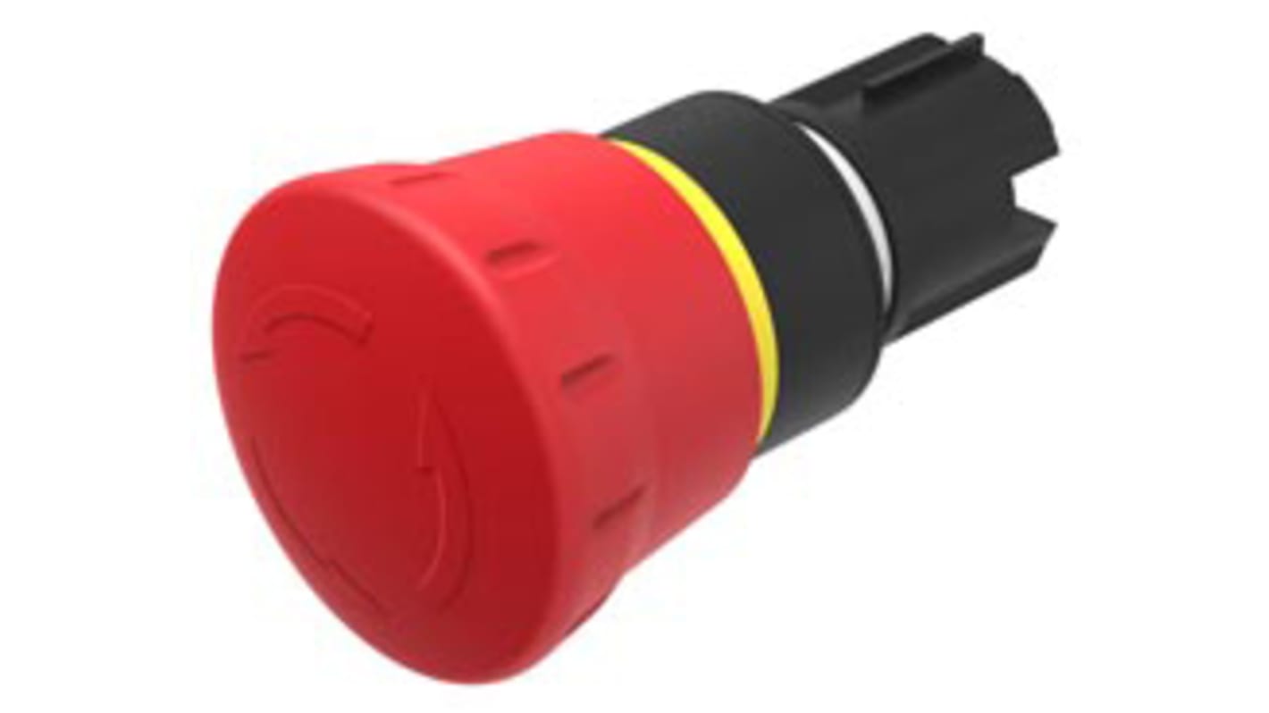 EAO 45 Series Twist Release Emergency Stop Push Button, Panel Mount, 22mm Cutout, IP66, IP67, IP69K