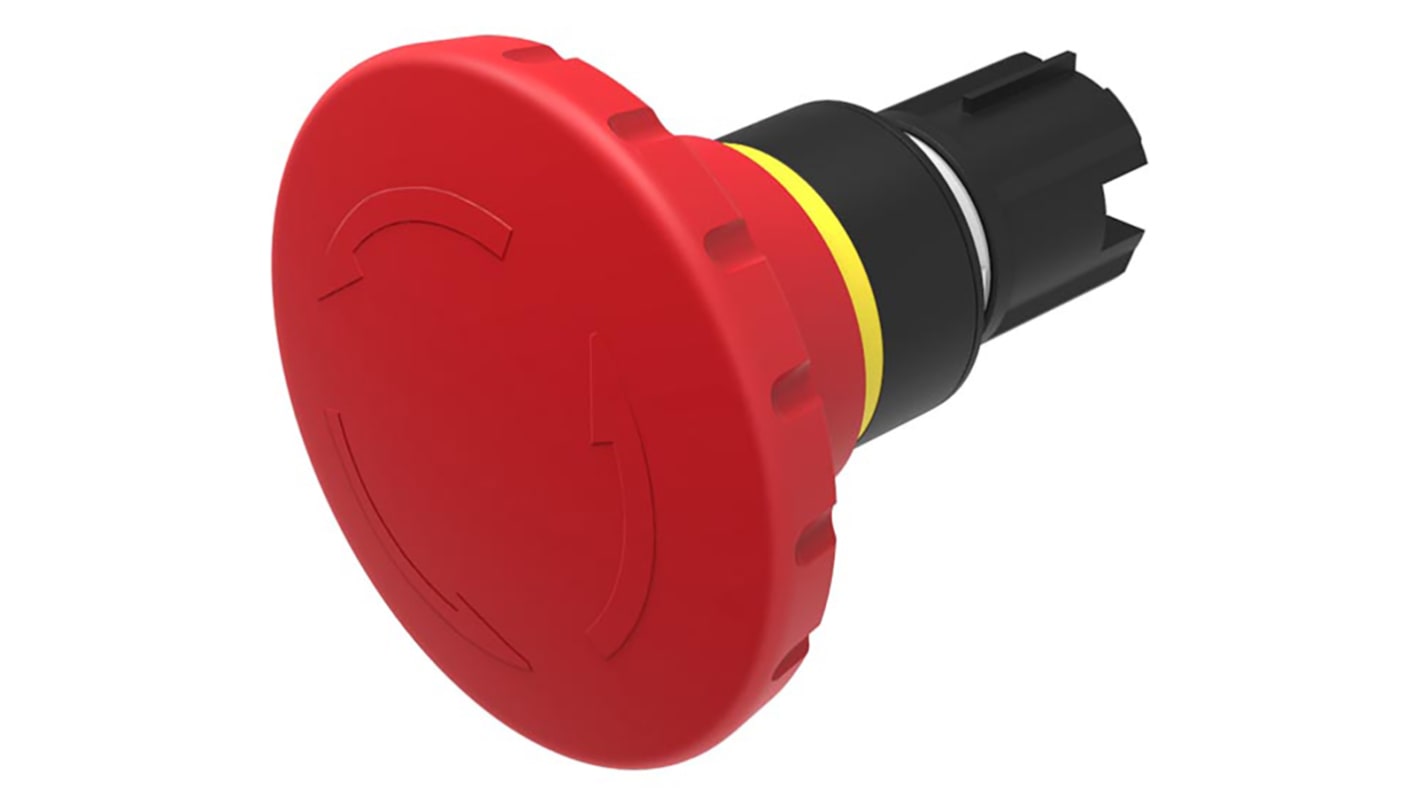 EAO 45 Series Twist Release Emergency Stop Push Button, Panel Mount, 22mm Cutout, IP66, IP67, IP69K