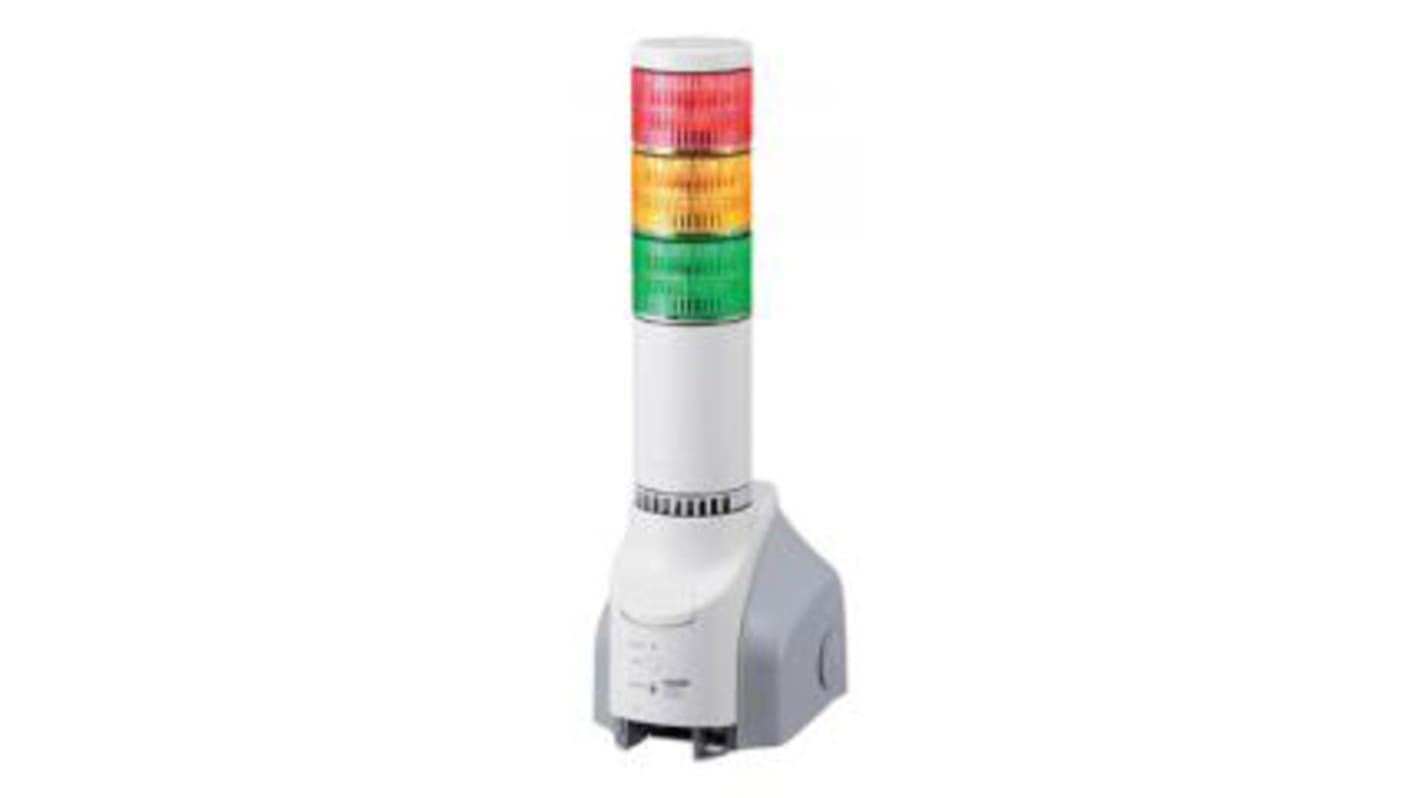 Patlite NHL-3FV1N-RYG LED Lamp Signal Tower for use with Application Monitor, Digital Output, E-mail Transmission, Line