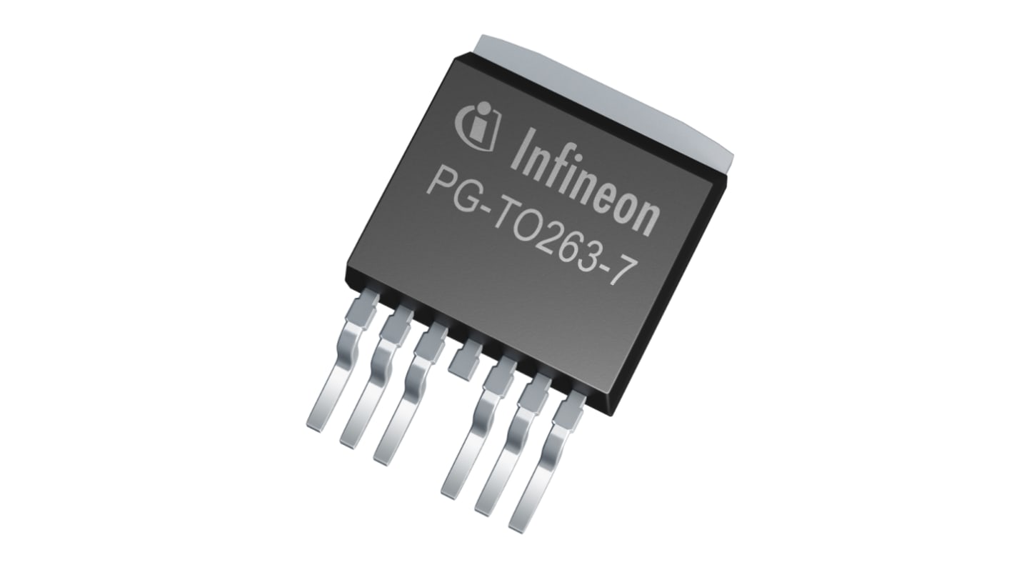 MOSFET, 1 elem/chip, 180 A, 100 V, 7 + Tab-tüskés, TO-263 IPB180N10S4-02 Egyszeres