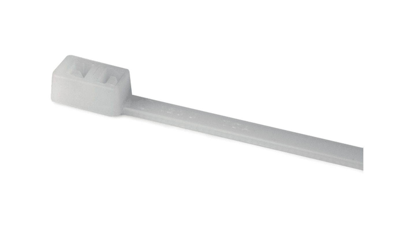 HellermannTyton Cable Tie, Inside Serrated, 145mm x 4.7 mm, Natural Polyamide 6.6 (PA66), Pk-100