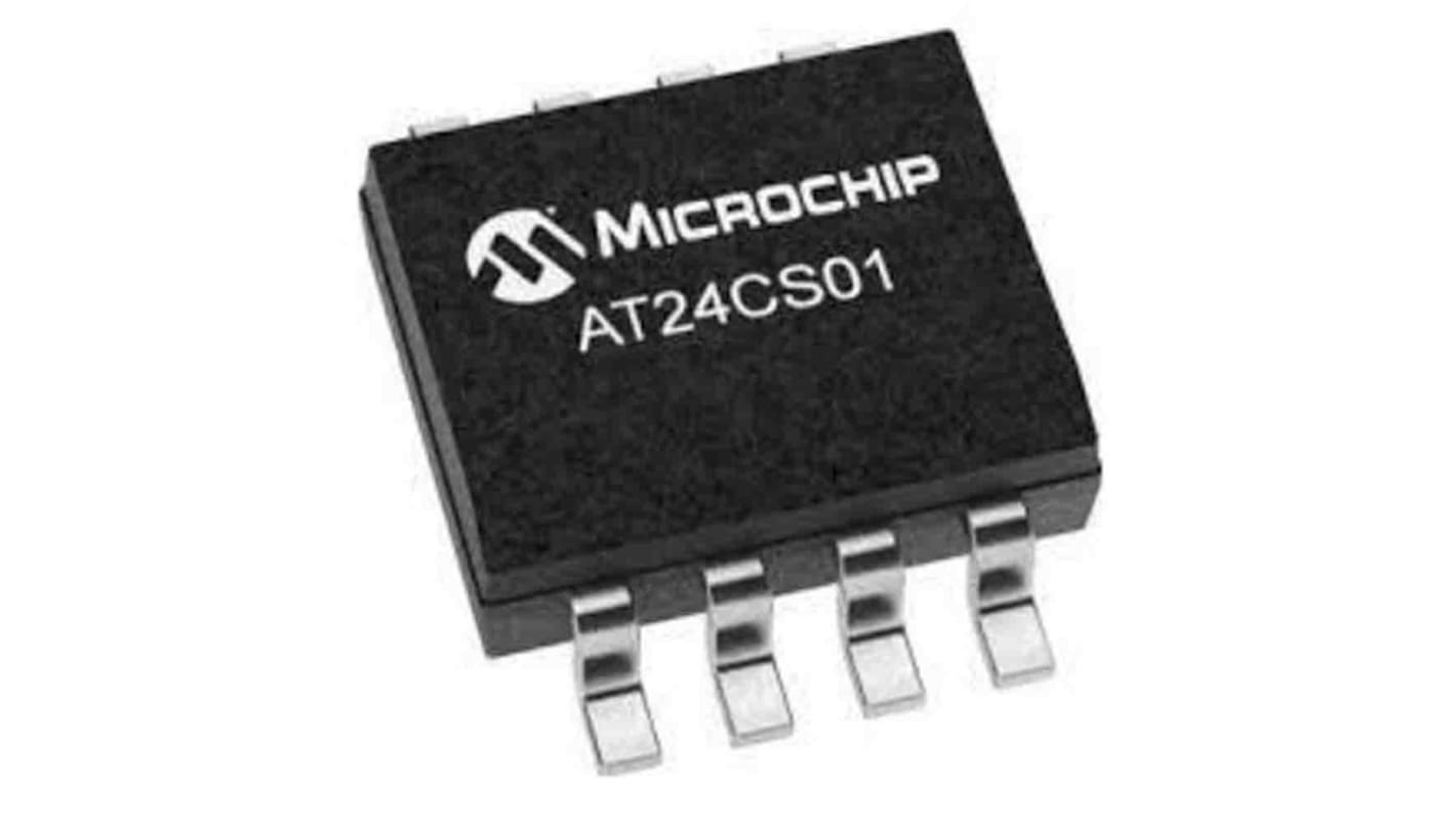 Memoria EEPROM serie AT24CS01-SSHM-T Microchip, 1kbit, 128 x, 8bit, I2C (2 cables), 550ns, 8 pines JEDEC SOIC