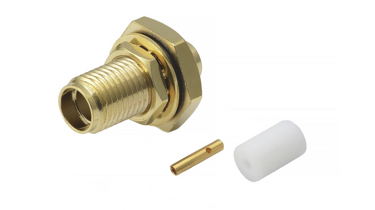 RS PRO, Plug Bulkhead SMA Connector, 50Ω, Solder Termination, Straight Body