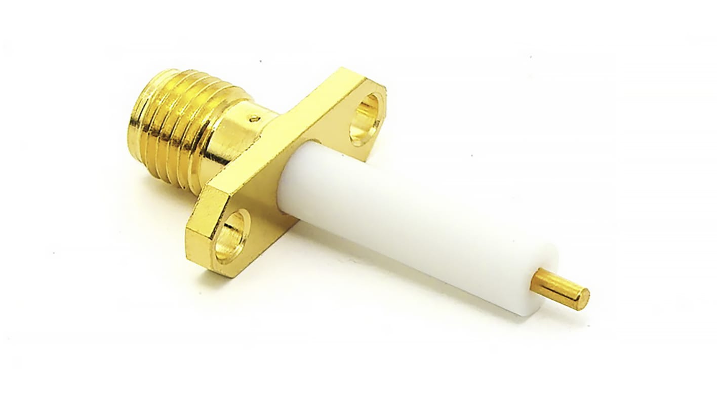 RS PRO Female, Male Flange Mount SMA Connector, 50Ω, Solder Termination, Straight Body