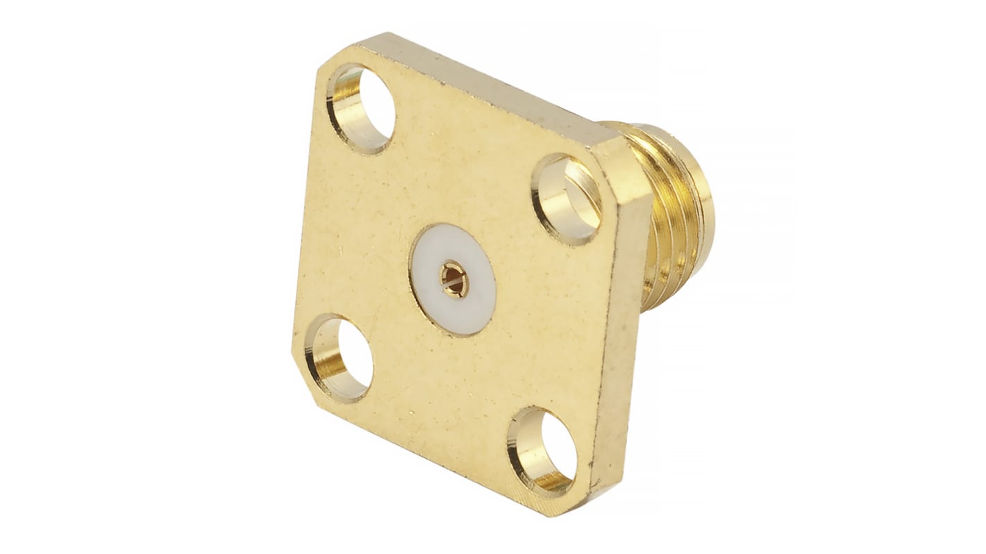 RS PRO Female, Male Flange Mount SMA Connector, 50Ω, Solder Termination, Straight Body