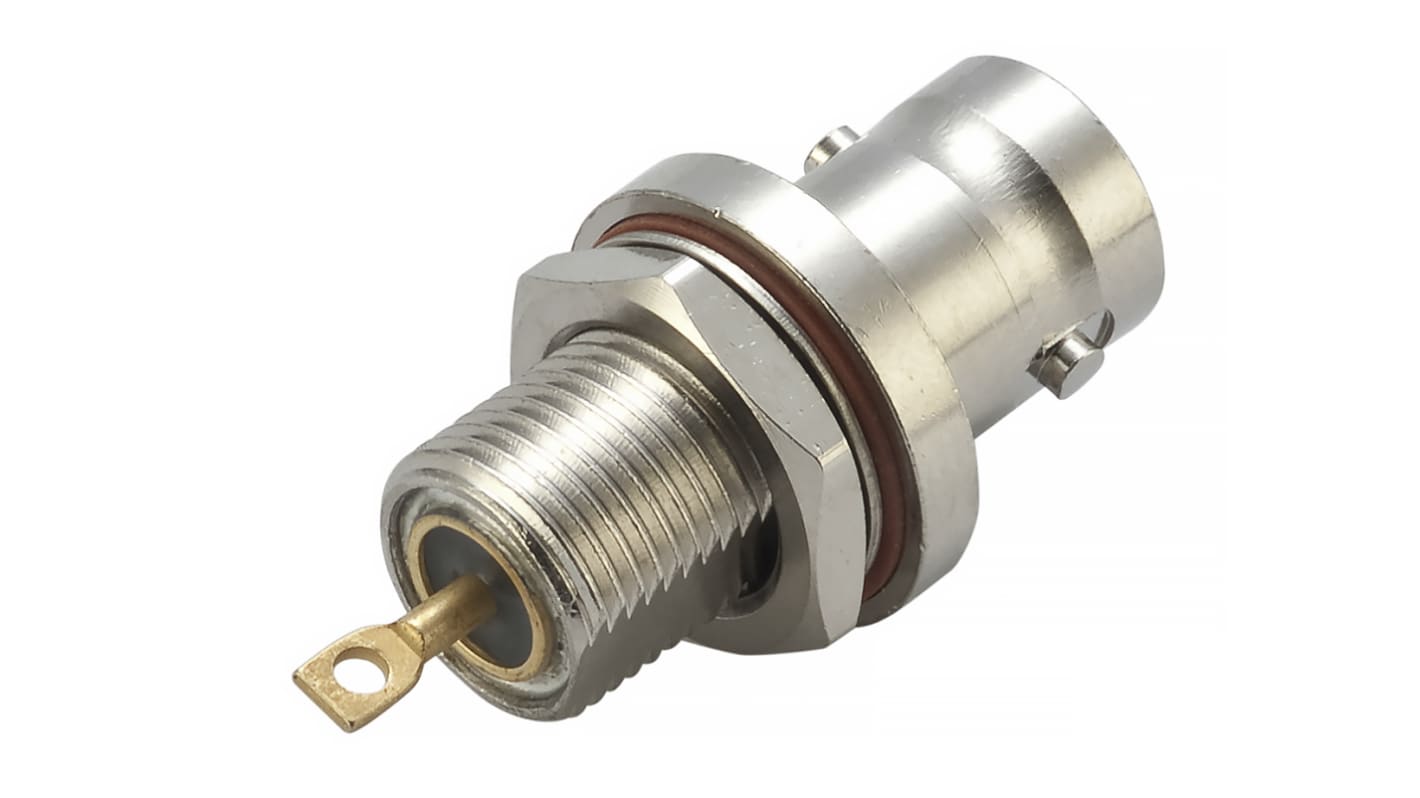 RS PRO Female, Male Bulkhead SMA Connector, 50Ω, Solder Termination, Straight Body