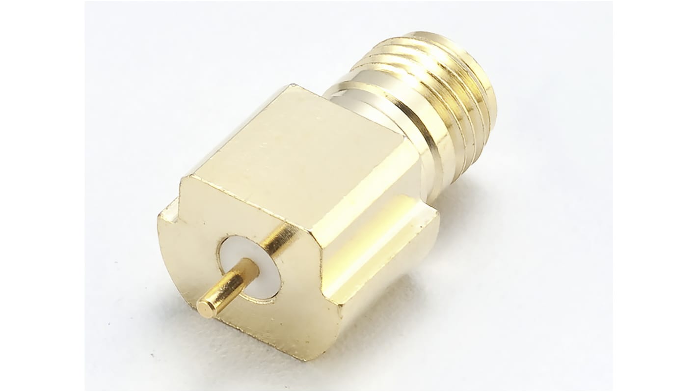 Conector coaxial RS PRO, Hembra, Macho, Recto, Impedancia 50Ω, Montaje de Borde, Terminación de Soldador, 18GHz +165°C