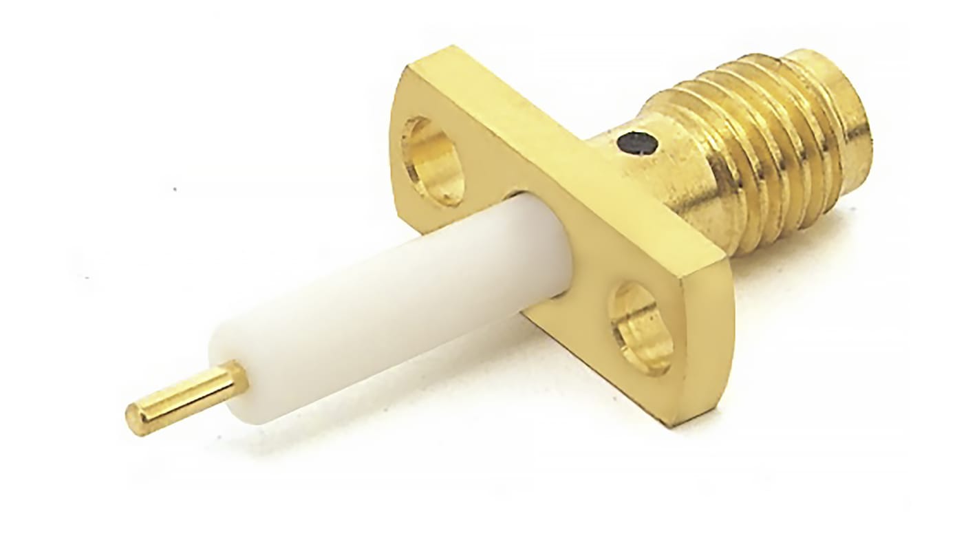 RS PRO Female, Male Flange Mount SSMA Connector, 50Ω, Solder Termination, Straight Body