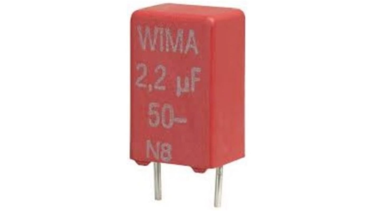 WIMA MKS02 Folienkondensator 22nF ±20% / 50 V ac, 63 V dc, THT Raster 2.5mm