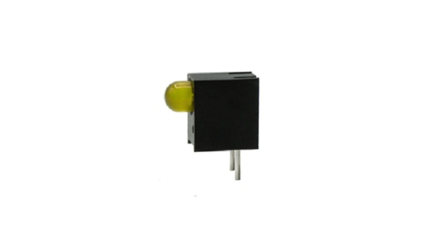 Indicador LED para PCB a 90º Dialight Amarillo, λ 585 nm, 1 LED, 7,5 V, 60°, dim. 8.89 x 4.32 x 7.11mm, mont. pasante