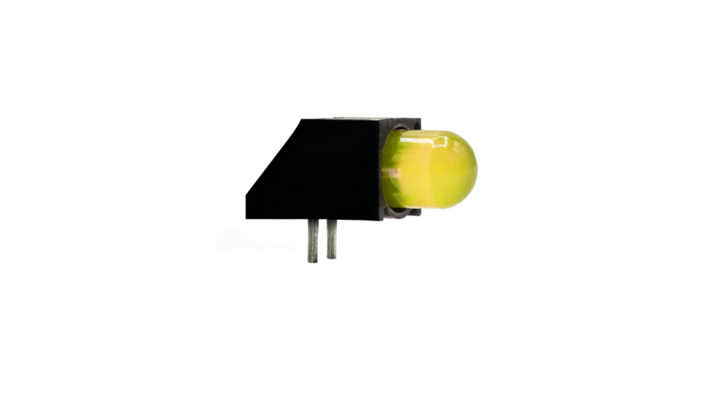 Indicatore LED per PCB Giallo Dialight, 50 °, 1 LEDs, Right-angle, 2,7 V, Montaggio con foro passante