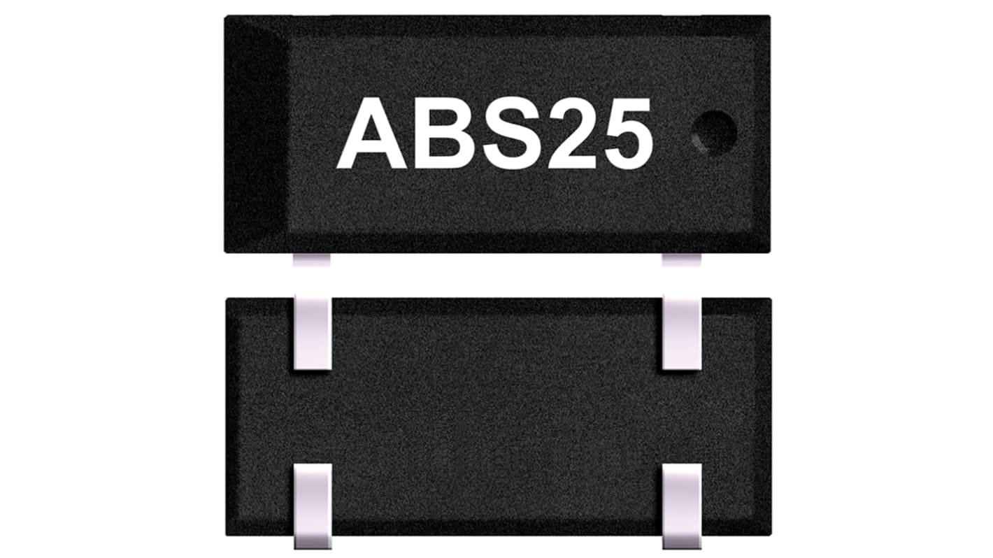 ABS25-32.768KHZ-4-T, Krystalenhed, 32.768kHz, ±30ppm, 4 ben, SMD, 8 x 3.8 x 2.5mm