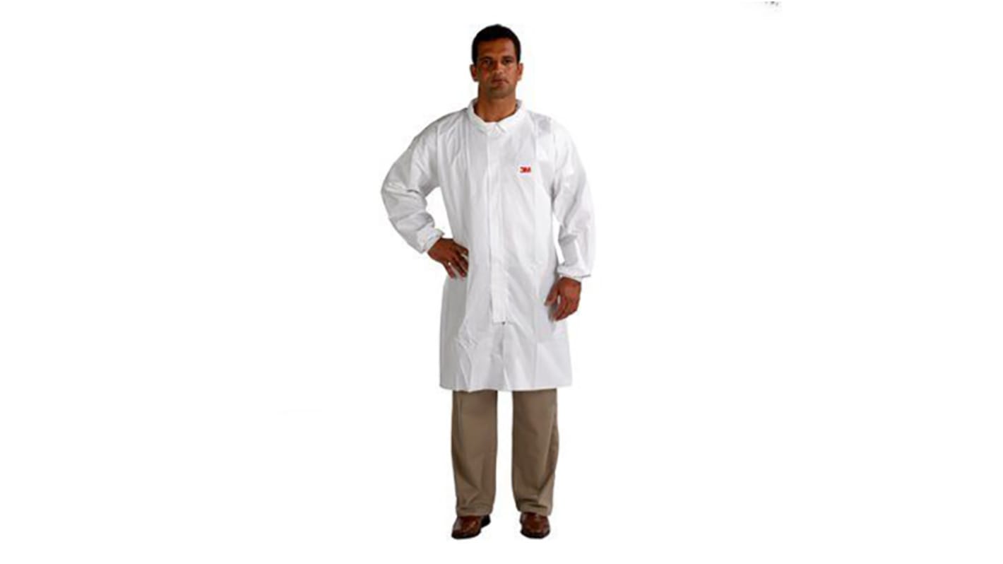 Bata de laboratorio desechable Unisex 3M de color Blanco, talla M, de PE