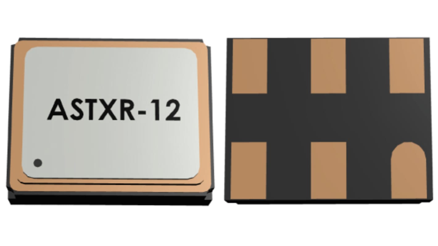 ASTXR-12-38.400MHZ-514054-T, Krystaloscillator, 38,4 MHz, ±0.5ppm Klippet sinuskurve, 6 ben, SMD, 2.5 x 2 x 0.8mm