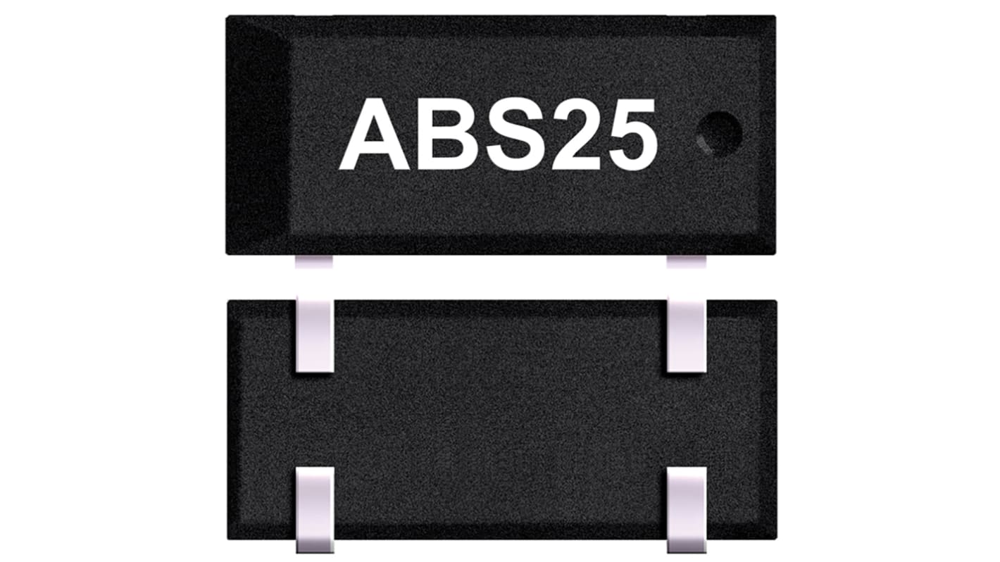 ABS25-32.768KHZ-1-T, Krystalenhed, 32.768kHz, ±10ppm, 4 ben, SMD, 8 x 3.8 x 2.5mm