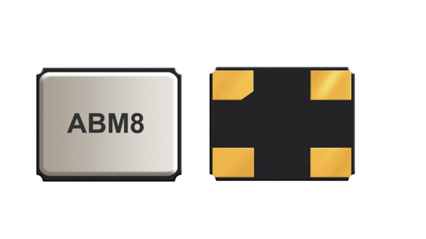 Abracon 24MHz Quarzmodul, Oberflächenmontage, ±20ppm, 18pF, B. 2.5mm, H. 0.8mm, L. 3.2mm, SMD, 4-Pin